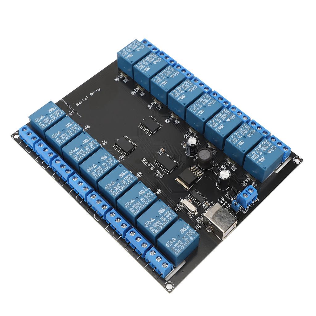 16 Channel Relay Board USB Serial Port Control Switch SPDT Relay Module for ON OFF Electrical Equipment 7‑38V