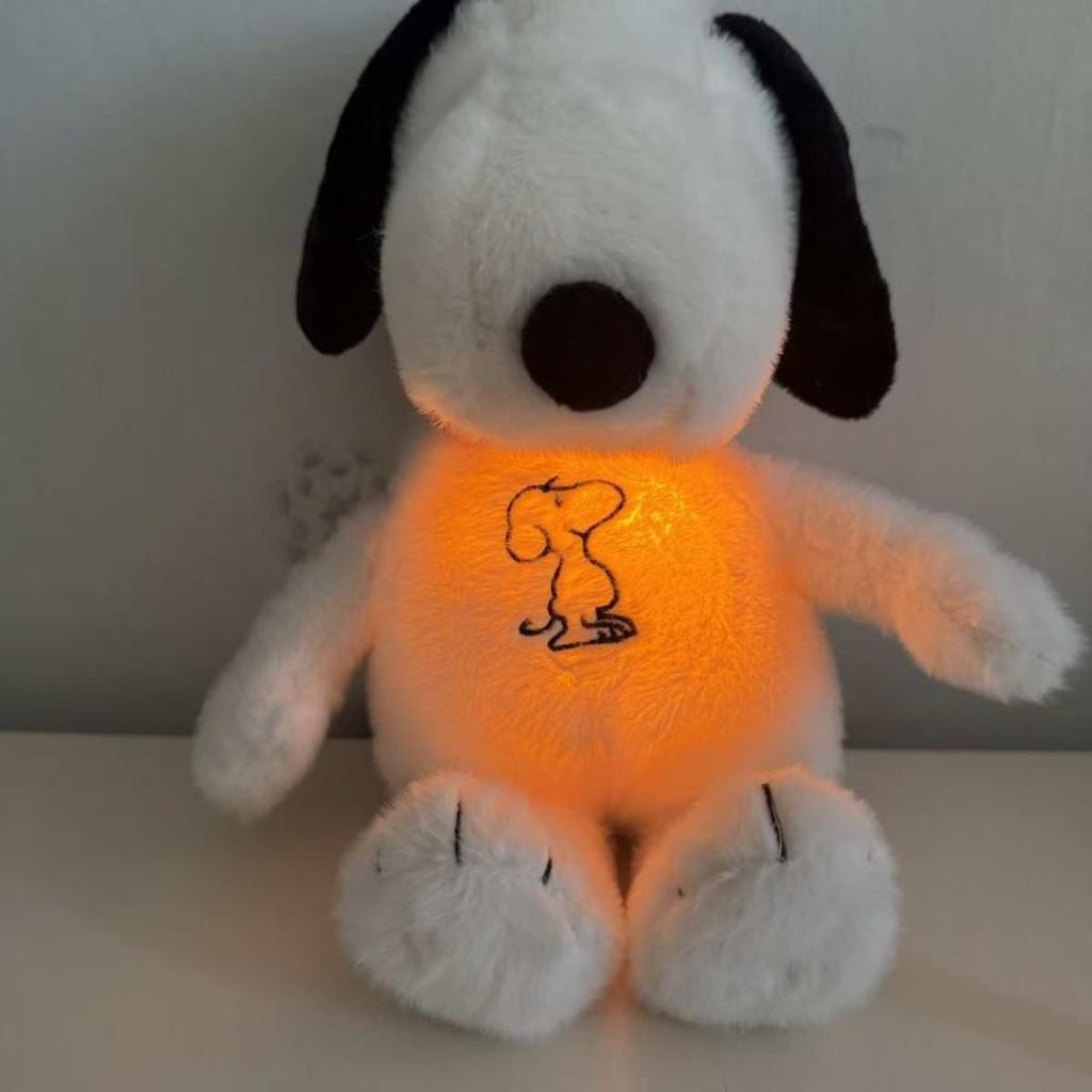 Hot Baby Breathing Soothing Snoopy White Dog Plush Doll Sleeping Companion Music And Light Doll Sensory Stuffed Toy Kid Gifts