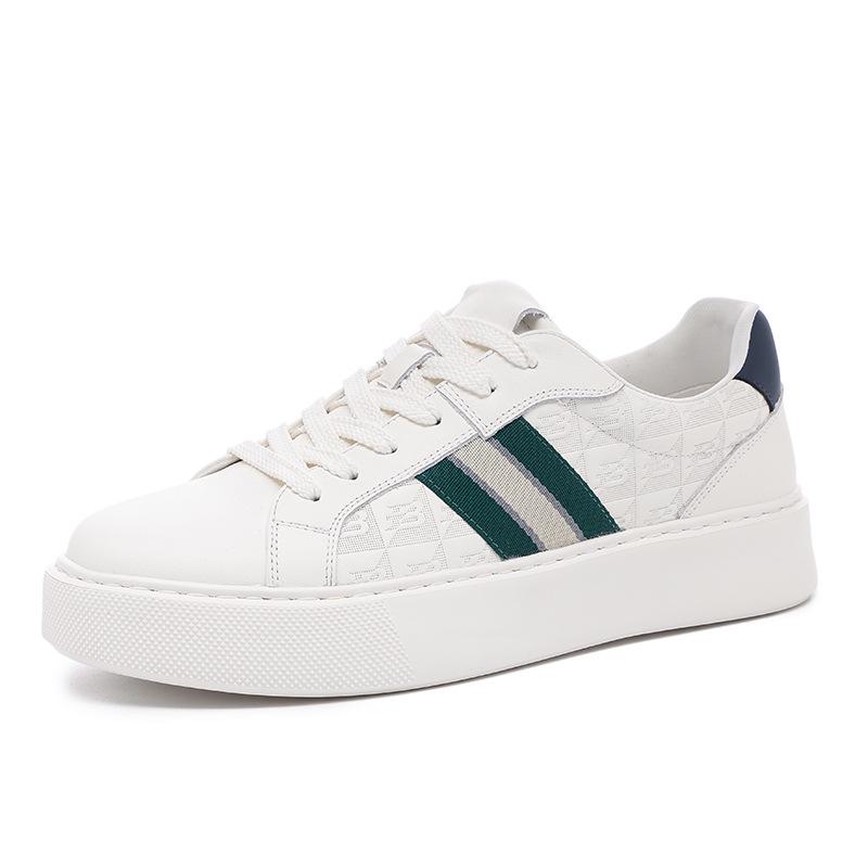 

Трендовые мужские кеды из натуральной кожи, коллекция осень 2025, толстая подошва, универсальный и повседневный стиль (Модель 3339) Size 40 белый