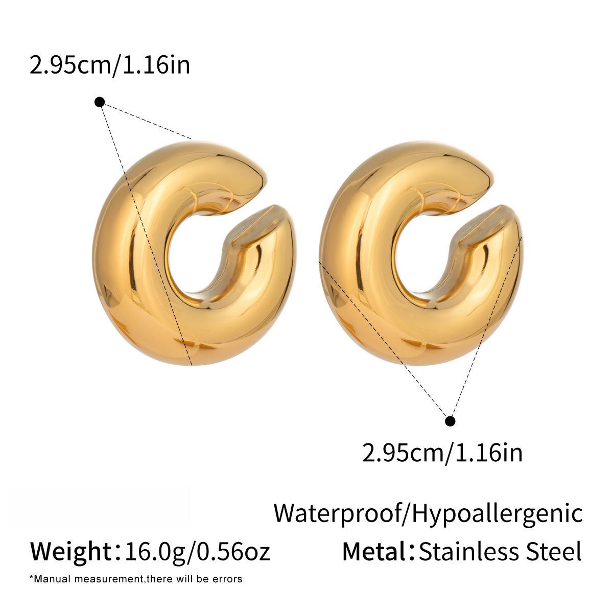 Серьги-капли C-образной формы с полостью, пухлые, для женщин, повседневные, из нержавеющей стали, модные украшения, водостойкие, подарок