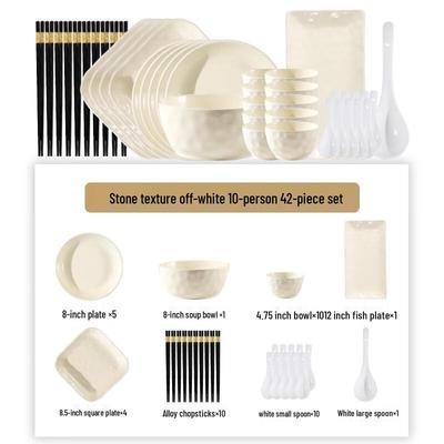 HANDUNYOU Cream White Dinnerware Set