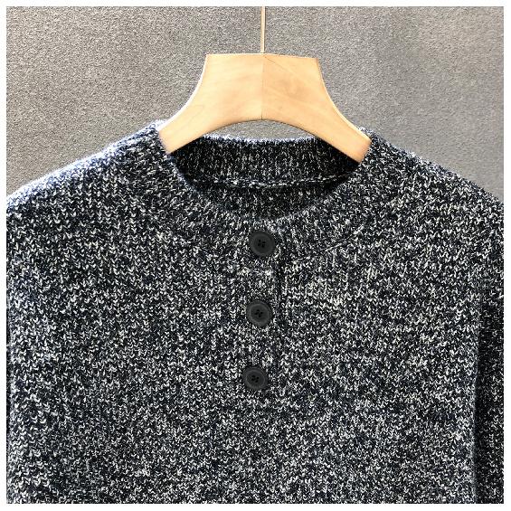 American Retro Knitted Sweater Men's Loose Spring and Autumn High-Grade Round Neck New Warm Solid Color Bottoming Shirt Men