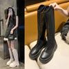 Summer Soft Leather Mesh Breathable Women's Boots Are Thin and Fat Mm Hollow Thick-soled Cool Boots, Summer Thin Large Tube Seine Boots Women