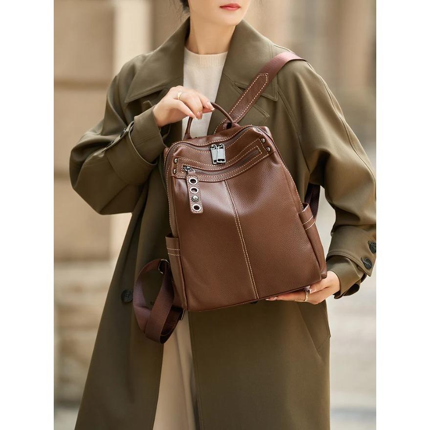 Limited Sale Full Cow Leather Fashion Women's Backpack Black University Students School Bags Genuine Leather Bags