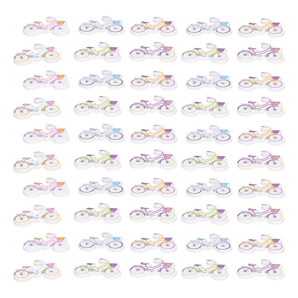 50 pezzi Bottone in Legno Cartone Animato Bicicletta Bottoni in Legno Fai da Te Accessori da Cucito Decorazione per Lavori di Cucito