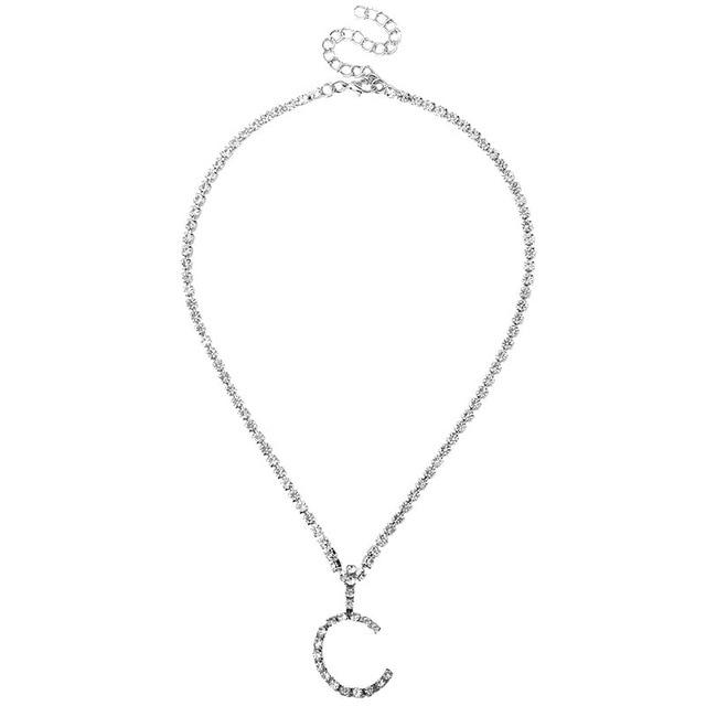 

Ожерелье с подвеской в виде буквы «Инициал» серебряного цвета, колье-чокер для тенниса, женское модное ювелирное изделие