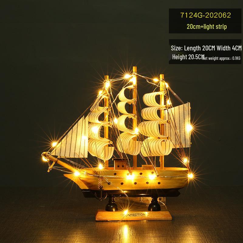 Wooden Pirate Ship Model: Small Boat Ornament for Office or Room Decoration