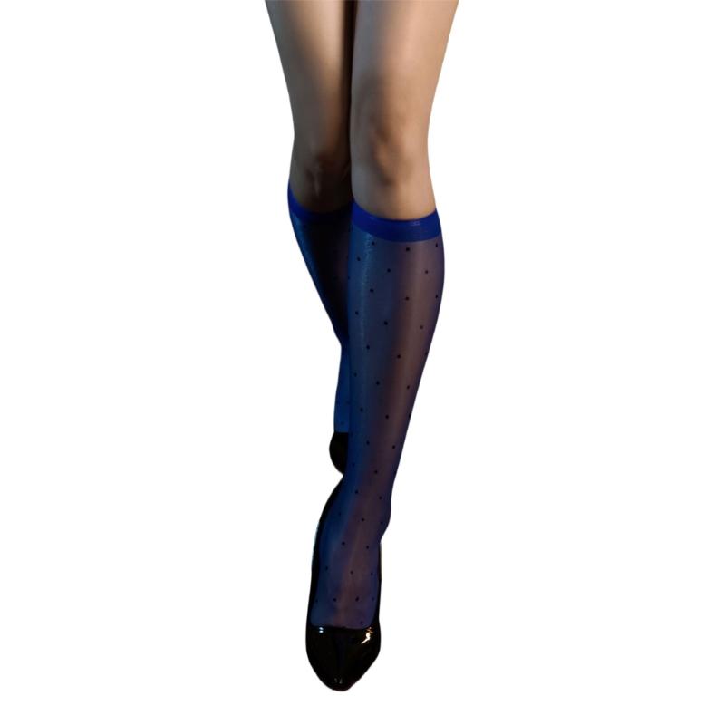 Vintage Dot Pattern Shimmery Silky Sheer Long Socks Fashionable Sexy Shinning Oil Stockings for Women Club Party Hosiery