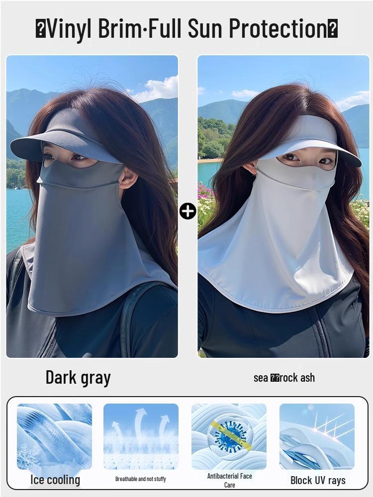 Mască de protecție solară pentru față completă din mătase de gheață cu protecție UV pentru femei, pentru condus și ciclism