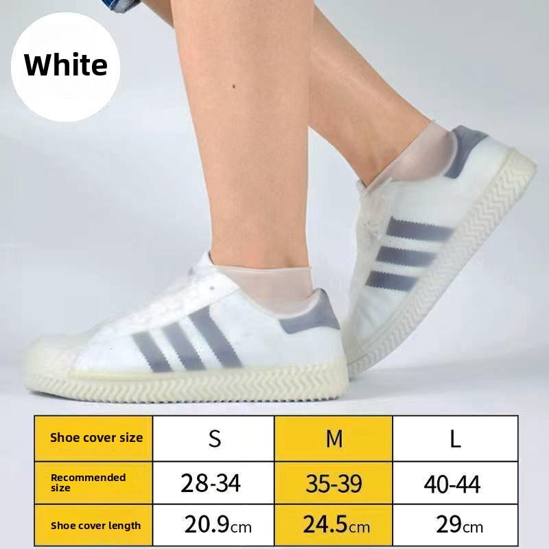 

Водонепроницаемые бахилы, Нескользящие дождевые бахилы, Утолщенные латексные износостойкие уличные дождевики, Силиконовые дождевые бахилы L(38-42) белый