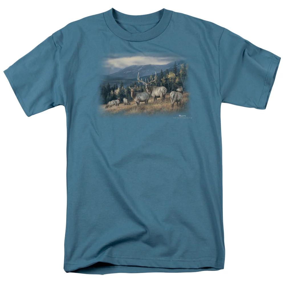 

Wildlife Autumn Gold Elk Mens T Shirt Slate Officially Licensed 4XL