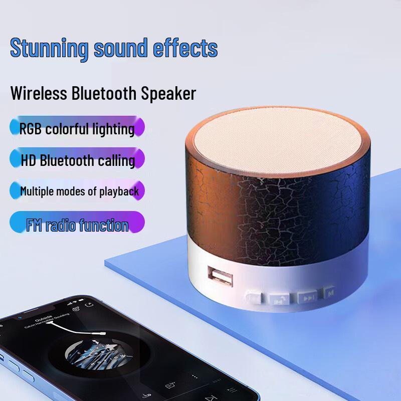 Colorful Cracked Wireless Bluetooth Speaker with Subwoofer and Long Battery Life