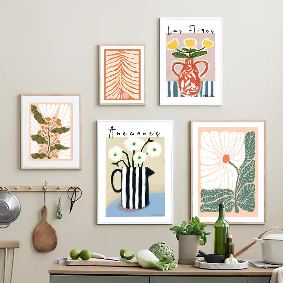 Scandinavian Minimalist Wall Art Colorful Anemone Shapes Abstract HD Canvas Poster Print Home Bedroom Living Room Decoration