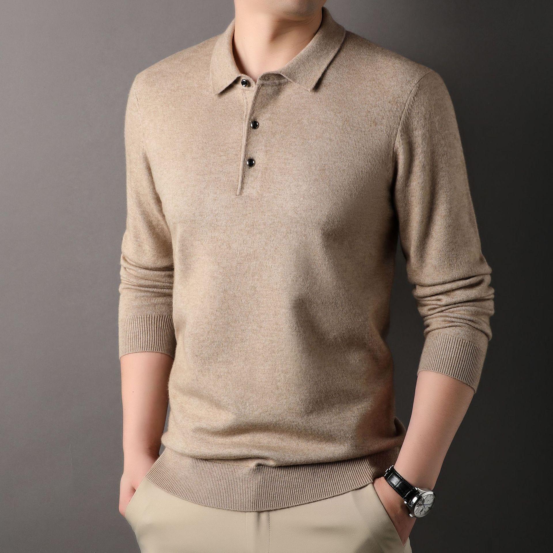 

Lapel Men S Plush Sweater Polo Shirt Skin-Friendly, Long-Sleeved Knitted Sweater T-Shirt Men S Slim-Fitting Casual Trend M
