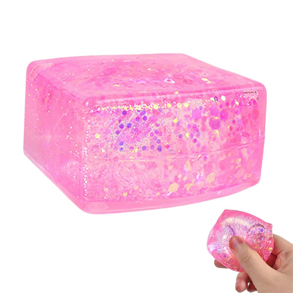 Giocattolo Antistress Cubo di Maltosio da Spremere D ecompressione Piccoli Cubetti di Ghiaccio Antistress Rimbalzo Lento Luce Polare Colorato Spremere Blocco in TPR