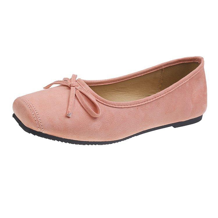 [Uncle Shoe] French small square head inner height increase ballet shoes women's 2025 new shallow mouth shoes bow