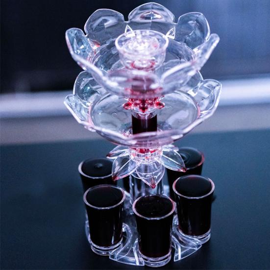 Double Layer Drink Dispenser with 6 Shot Glasses Acrylic Liquor Dispenser Wine Divider Quick Pour Bar Accessories
