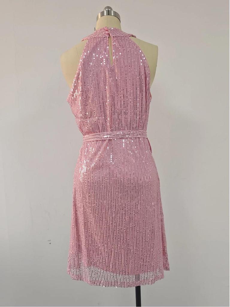 European & American Women's Sequin Halter Party Evening Gown