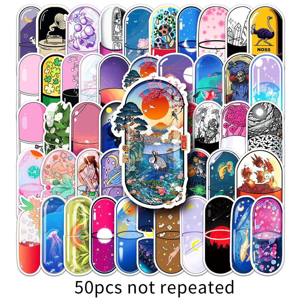 50 Capsule World Graffiti Stickers Personalized Creative Trend Decoration Mobile Phone Case Suitcase Skateboard Stickers