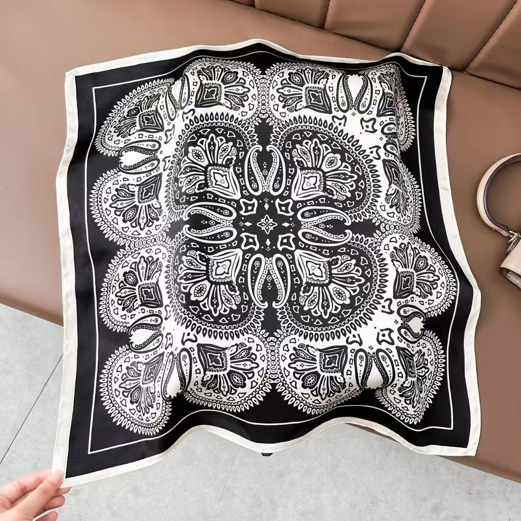 New Silk Silk Scarf Women's Spring Fashion Elegant Peony Plain Crepe Satin Silk Scarf 100% Mulberry Silk Square Scarf 53 Silk Scarf