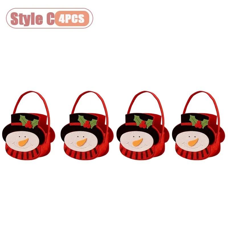 1-8PCS Christmas Felt Handbag Cute Cartoon Candy Gift Bag for Kids Decorative Hand Carry Holiday Tote for Children