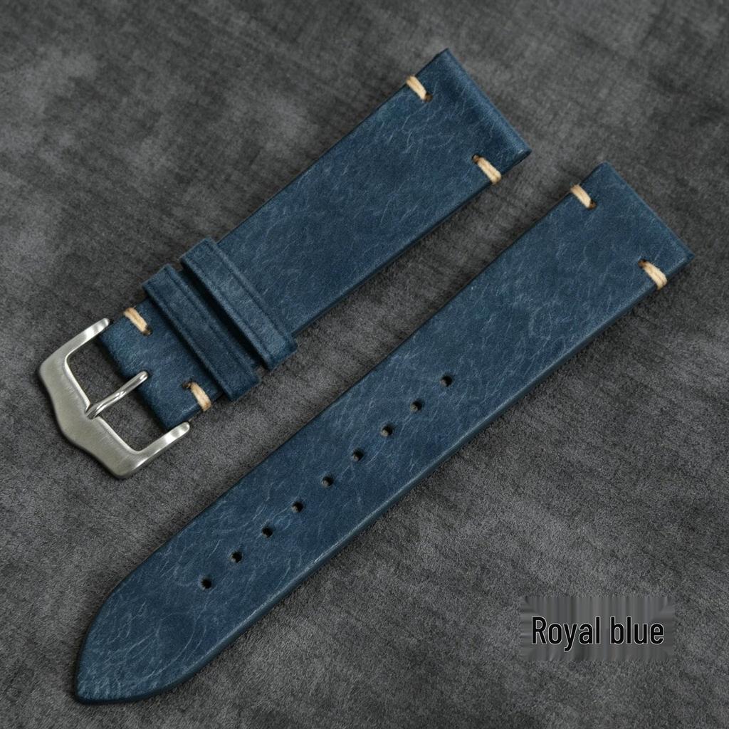 Op Voorraad Bruin Grijs Vintage Suede Koeienhuid Horlogeband met Gesp