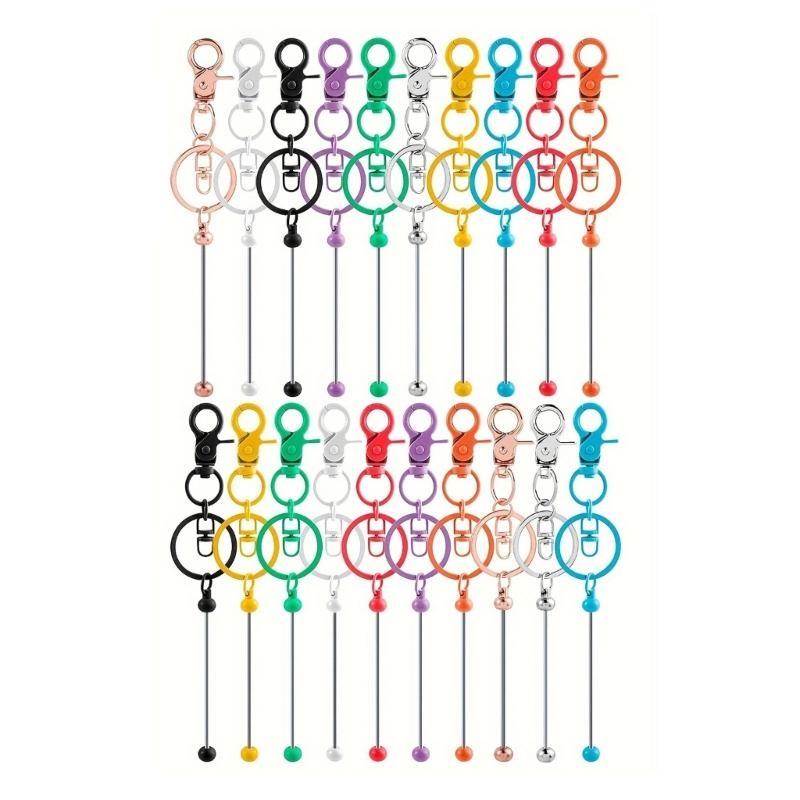 20 Pieces Keychain Bead Set with Lobster Clasps Portable for Jewelry Designers and Hobbyists Daily Use Stylish Outfits