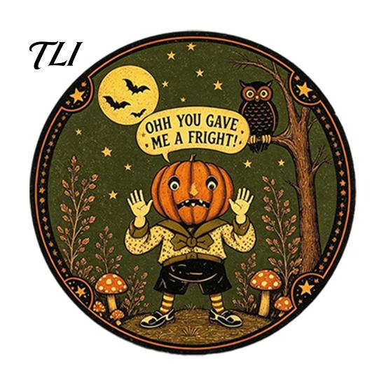 Wall Mounted Metal Decor Retro Halloween Sign, Round Decorative Vintage Festive Home Ornament Rustic Art for Living Room Party Decoration Durable Iron
