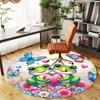 1PC Frogs Flowers Butterflies Round Chair Mat Area Rug - Non-Slip, Floor Mat for Office, Bedroom, Home Decor Christmas Gift C0528015