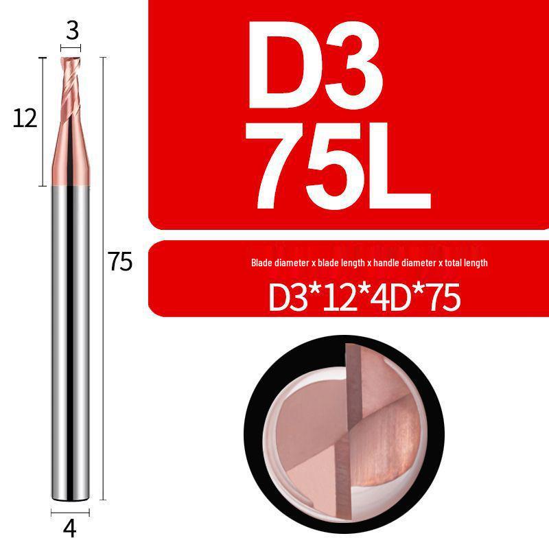Tungsten Steel 2-Flute Carbide End Mill, 55° Keyway CNC Flat Bottom Cutter
