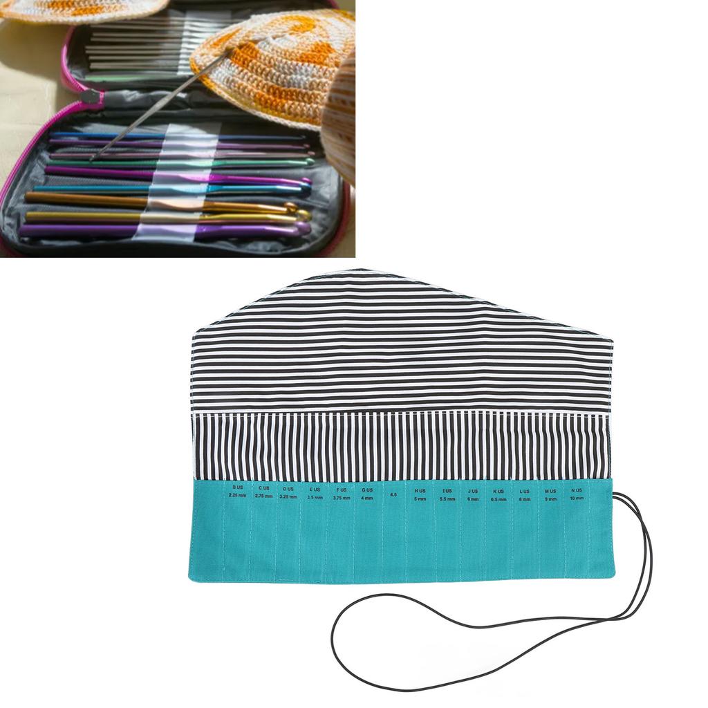 Crochet Hook Storage Bag Portable Oxford Cloth Knitting Needle with Size Markings