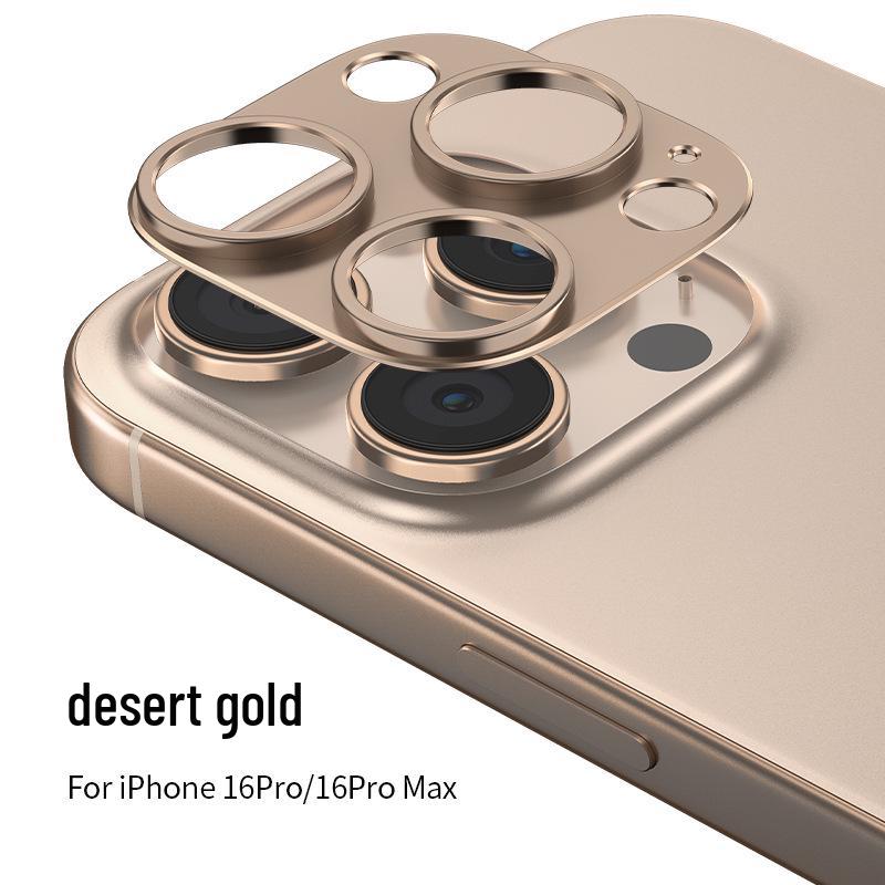 Compatible Apple iPhone 16 Pro Max Frosted Aluminum Lens Film Armor with Hollowed-Out Metal Sticker