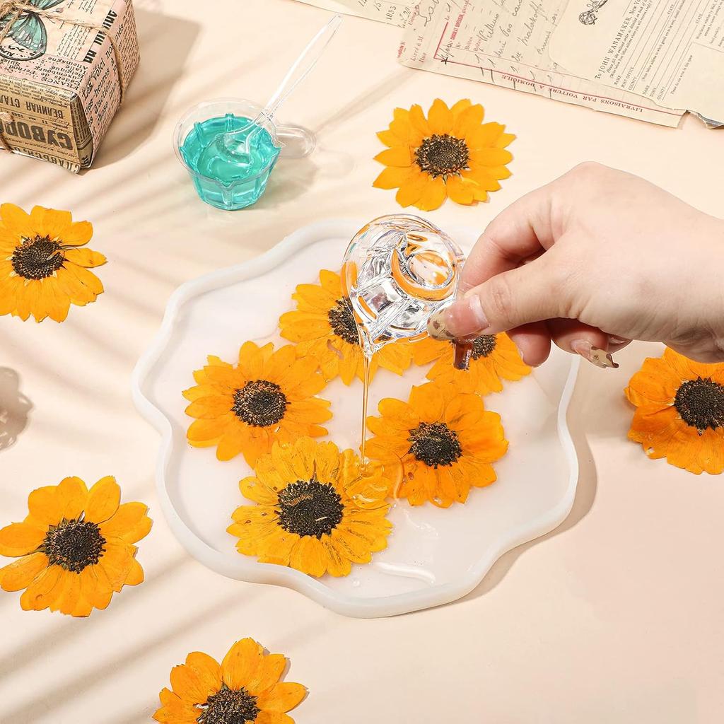 Roowest 24 Pcs Dried Pressed Flowers for Resin Fall Dried Sunflowers Dried Sunflower Petals for Jewelry Candle Soap Making DIY Art Craft Scrapbooking