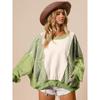 Women's Fleece Oversized Color Block Striped Sweatshirt Fall Vintage Warm Pacthwork Pullover with Pockets