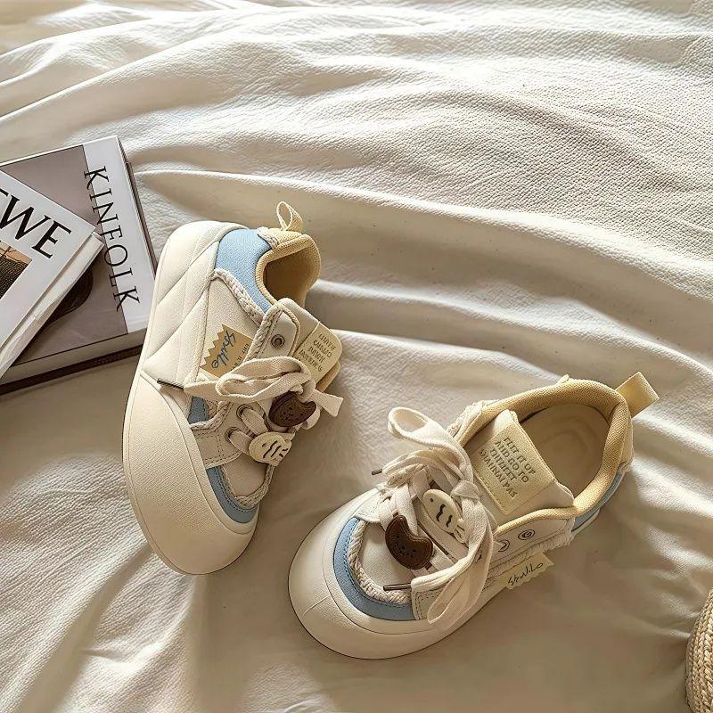 Original Niche Big Head Bread Shoes Women's Spring New Student Versatile Little White Shoes Thick Baseplate Shoes