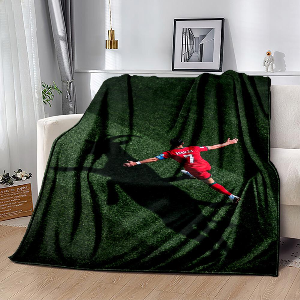 Ronaldo's Soccer Player Celebration Blanket Durable Comfort Suitable for Bed Office Chair Couch Four Seasons Universal Playful Design