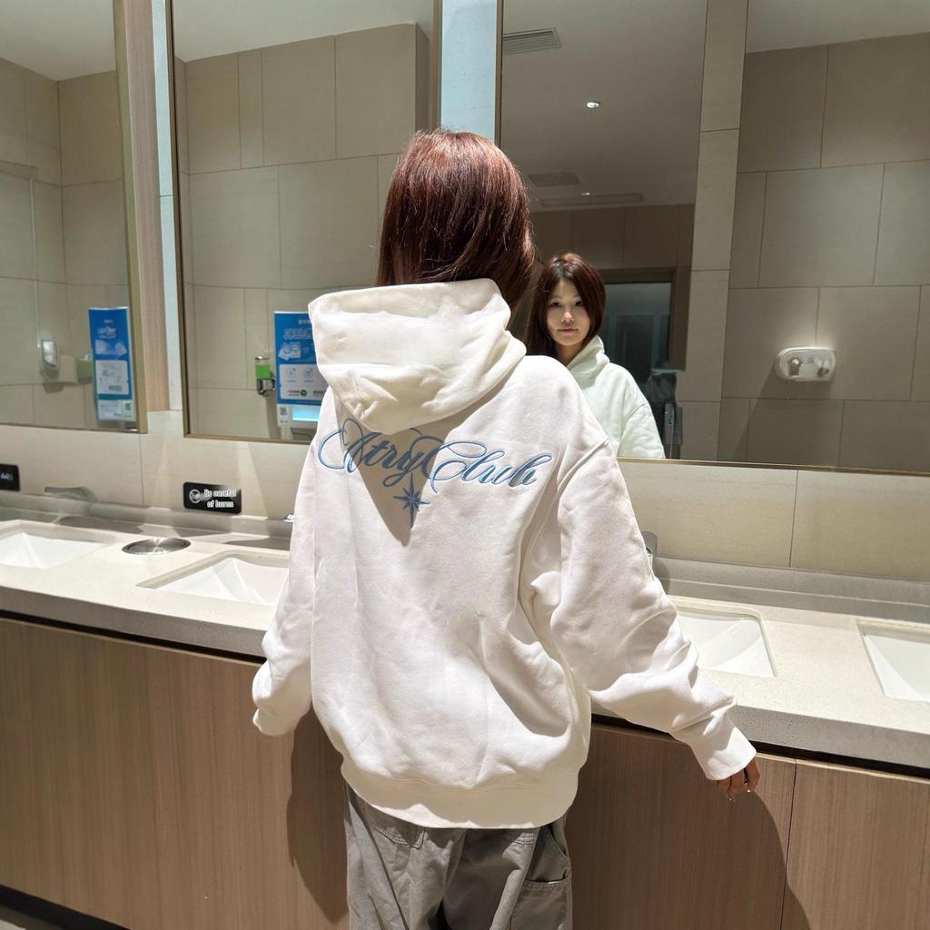 Polaris Unisex Embroidered Hoodie - Velvet-Lined Cozy Sweatshirt for Couples, Autumn/Winter Style.
