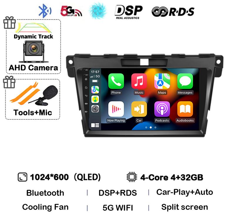 Android 14 Carplay For MAZDA CX-7 CX7 CX 7 2007 2008 2009 2010 2011 2012 2013 2014 Car Radio GPS Multimedia Video Player Stereo