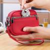 Women PU Leather Coin Purse Double Zipper Wallet Wristlet Key Pouch Small Card Holder Cash Change Purse Portable Mini Clutch Bag