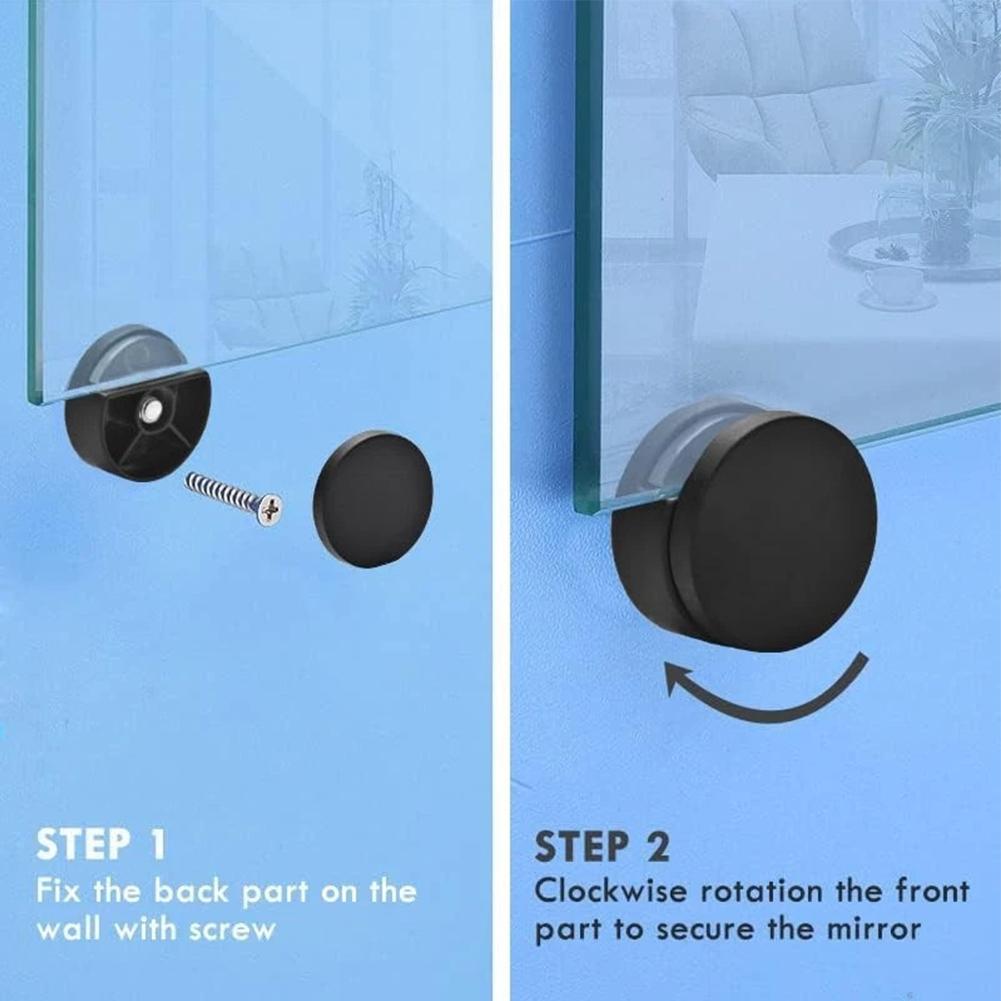 Mirror Holder Clips Set of 4 Zinc Alloy for Bathroom Use Strong Support for 3 5mm Glass Sophisticated Black Aesthetic