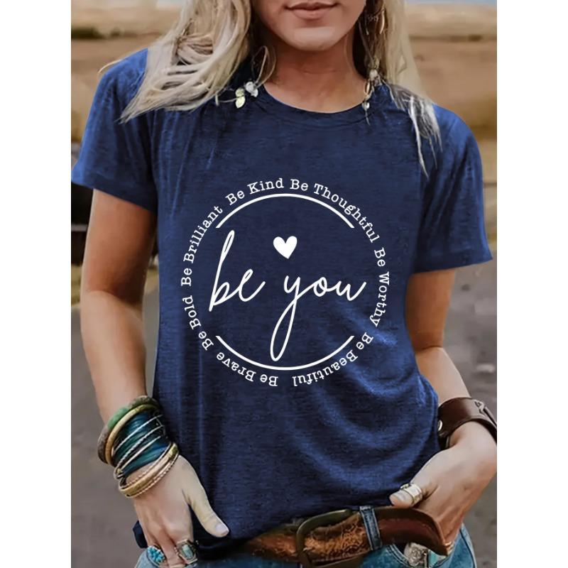 Women's Clothing Slogan Pattern Round-neck Short-sleeved Casual and Fashionable T-shirt