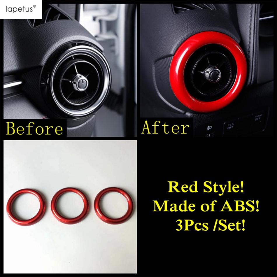 Gear Shift Panel / Dashboard AC Air Vent / Water Cup / Steering Wheel Cover Trim For Mazda CX-3 CX3 2016 - 2024 Red Accessories