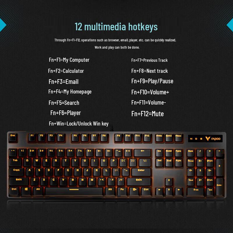 Rapoo V500PRO Full-Size Kabelgebundene Mechanische Gaming-Tastatur mit Hintergrundbeleuchtung