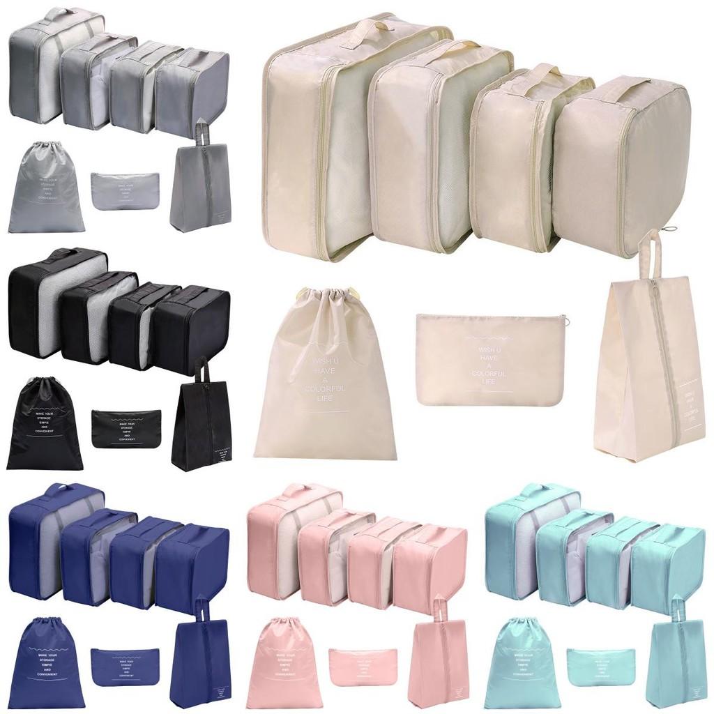 7pcs Solid Color Travel Storage Bag Set Largecapacity Clothes Bags Toiletries