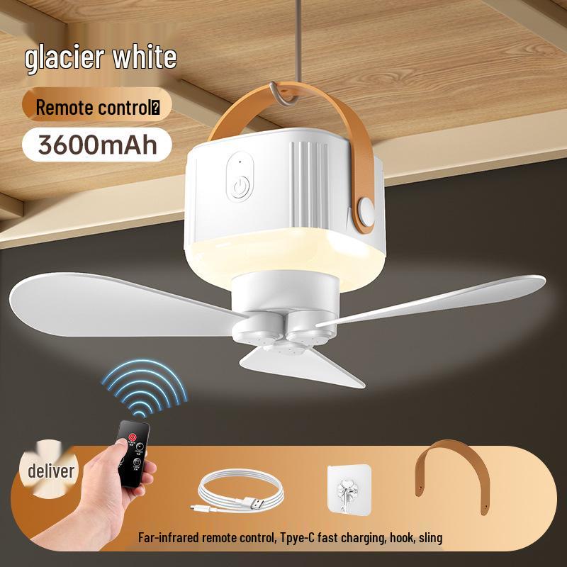 USB Rechargeable Portable Ceiling Fan Light for Dorms, Camping, and Home Use