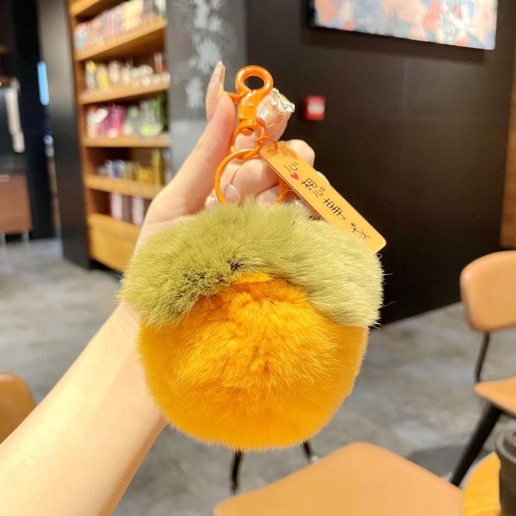 Real Rex Rabbit Hair Good Persimmon Happens Small Persimmon Pendant Everything Ruyi Persimmon Ruyi Plush Bag Pendant Keychain