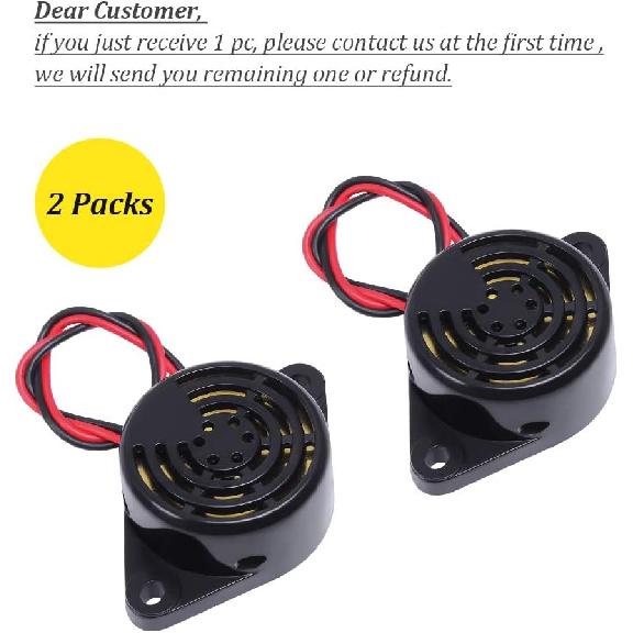 2 PCS Piezo Buzzer, Icstation Buzzer Alarm 12V Electronic Beep Buzzer 100dB Piezo Alarm Siren Continous Sound for Motorcycle Golf Cart Vehicles Car