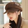 Warm Newsboy Hat Solid Color Painter Hat Fashion Octagonal Cap  Female