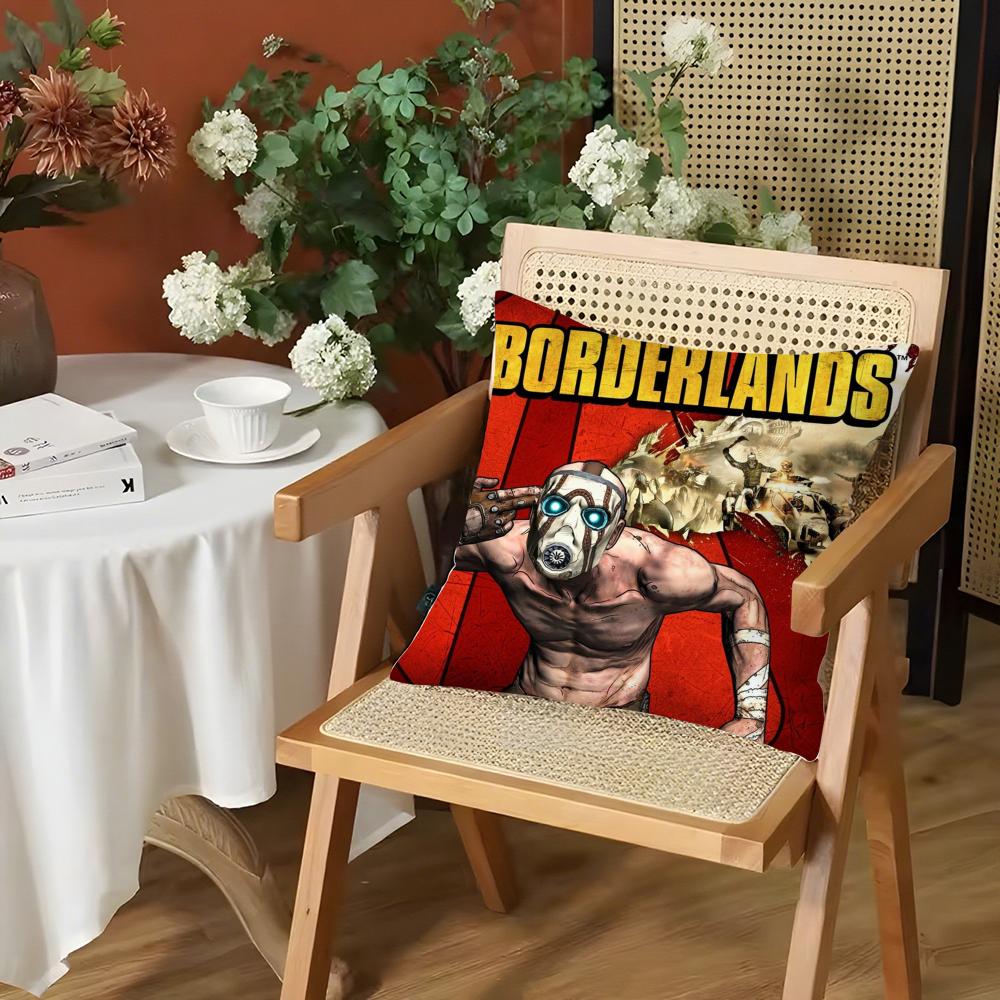 BBorderlands Game Cushion Cover Silky Short Plush Invisible Zipper Dustproof Sofa Pillow Case for Home Decor