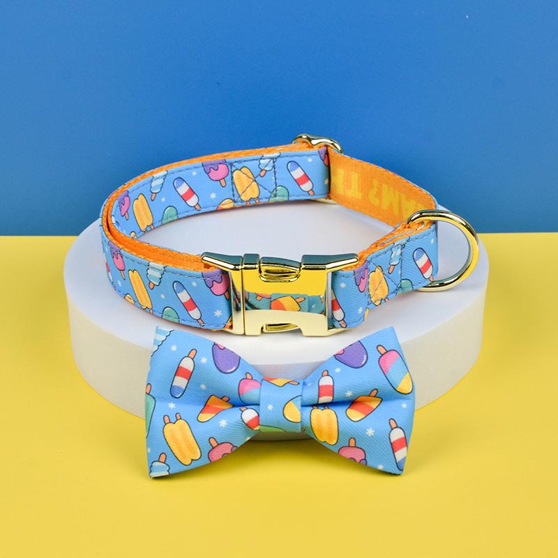 1 Pcs Pet Collar With Bow Tie Collar Valentine's Day and New Year Gifts Cute Double Side Printed Necklace Pet Collar